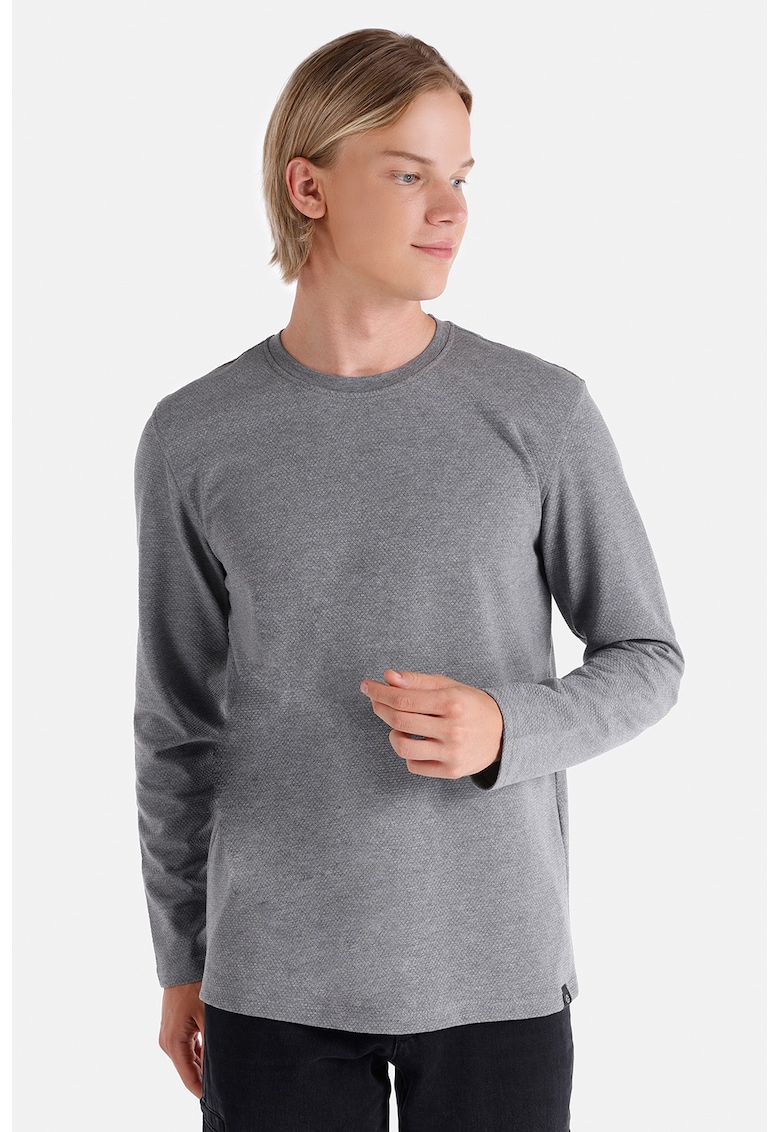 Oferte la Bluza regular fit cu decolteu la baza gatului - Gri melange