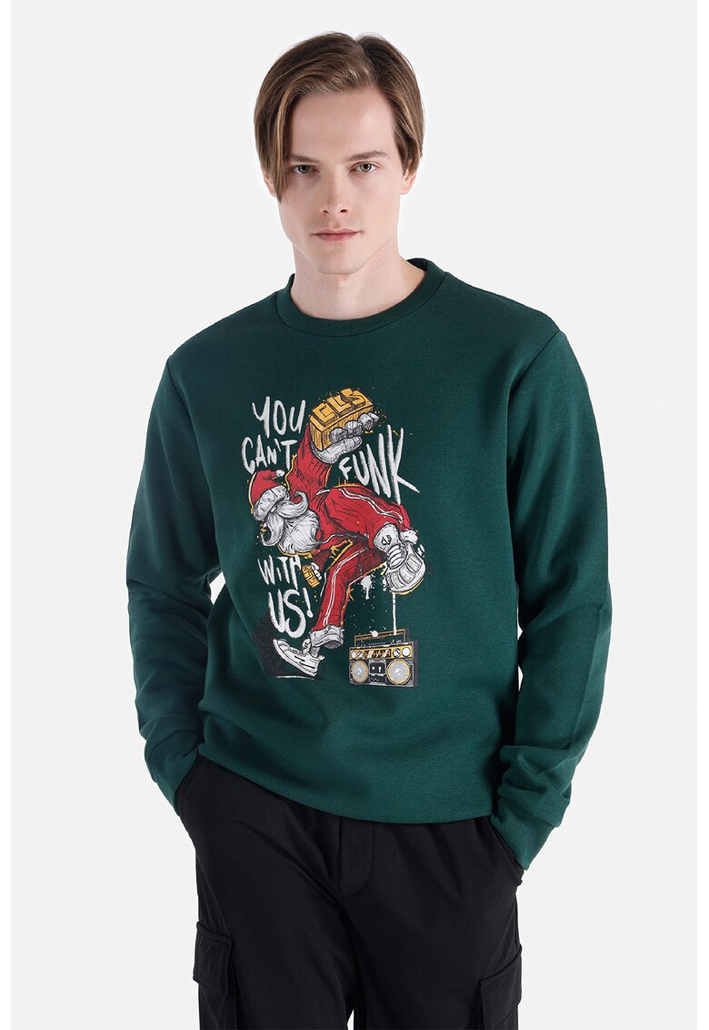 Bluza de trening cu imprimeu grafic - Verde englez