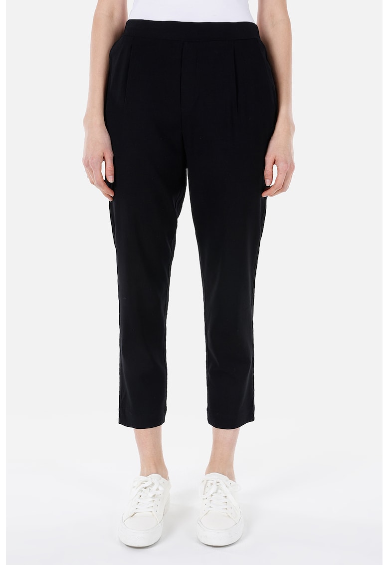 Pantaloni crop cu talie inalta - Negru