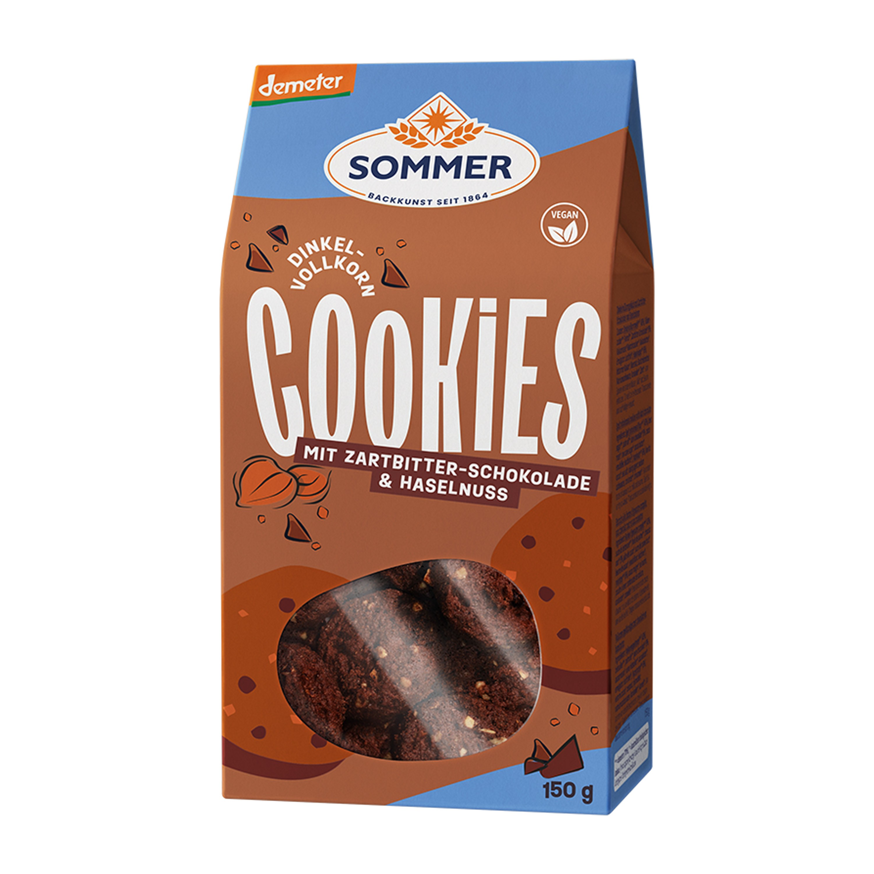 Oferte la Biscuiti bio din faina de grau spelta cu ciocolata amaruie si alune, demeter, 150g Sommer