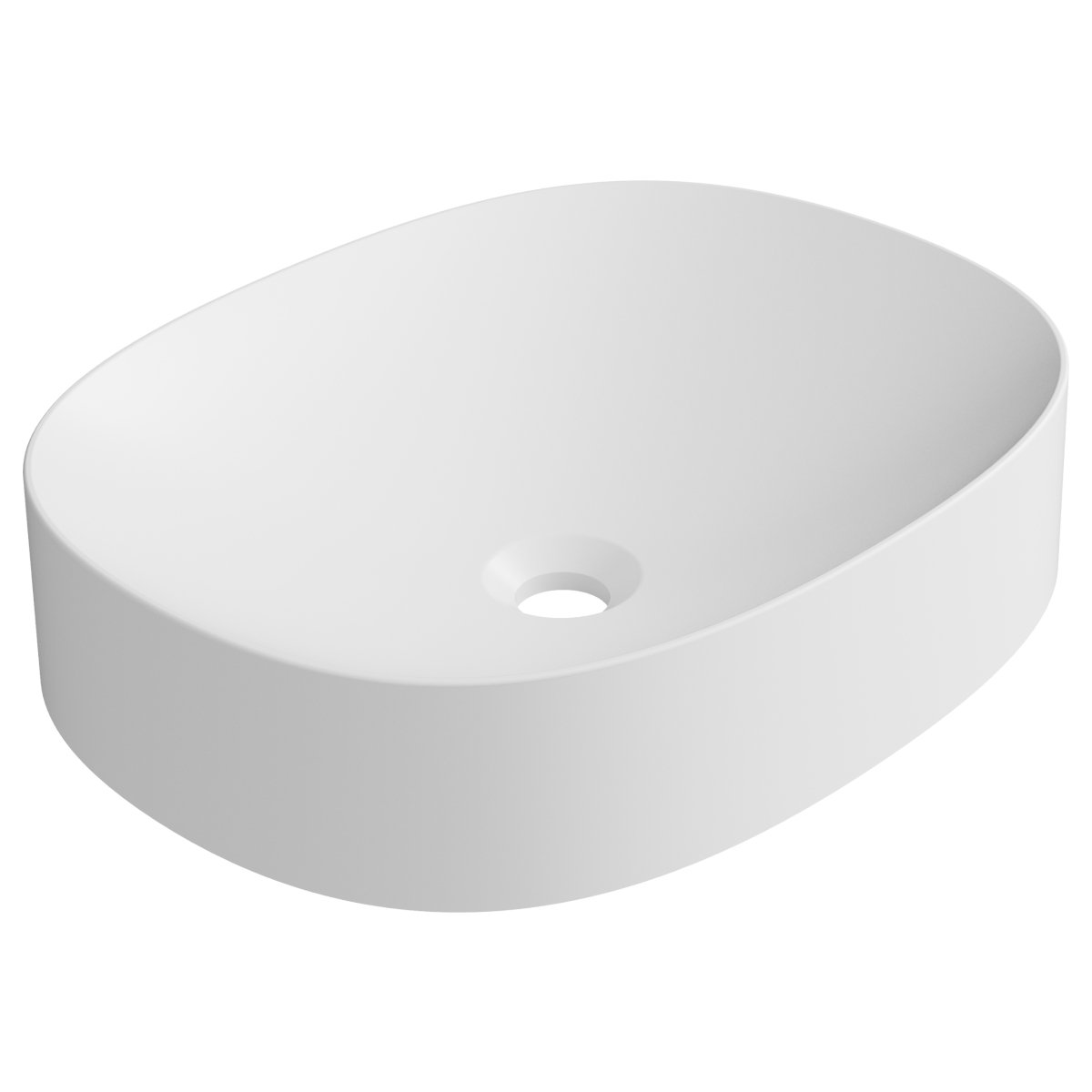 Lavoar oval Marmite WB 480C Octavia, compozit mineral, antibacterian, fara preaplin, montaj pe blat, negru mat, 480 x 380 x 105 mm