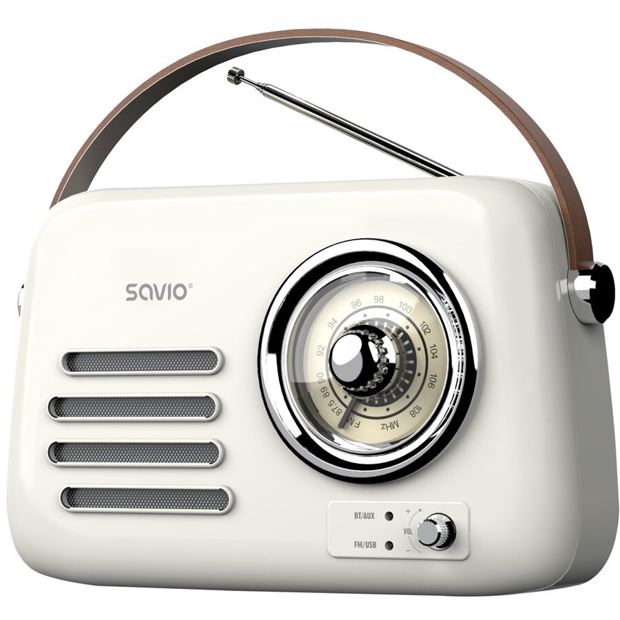 Oferte la Radio RS-02 Portabil FM Analog Bluetooth USB AUX LED Alb