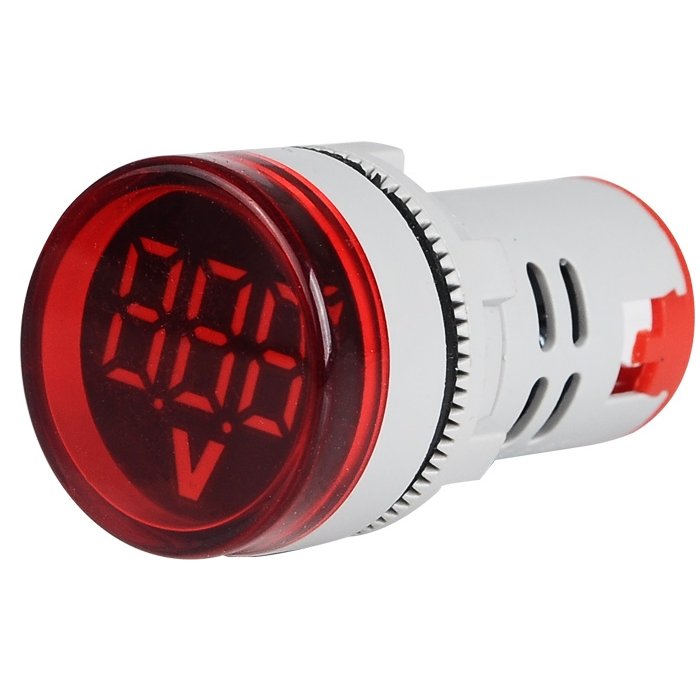 Oferte la Voltmetru digital cu LED si afisaj, Indicator luminos digital rotund pentru tensiune AC voltmetru rotund, monitor LED, rosu SINOTIMER ST16V-02