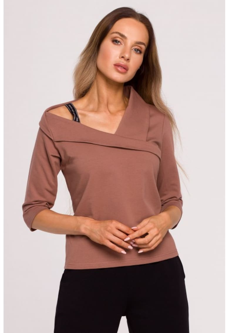 Oferte la Bluza cu decolteu asimetric - - Ciocolatiu
