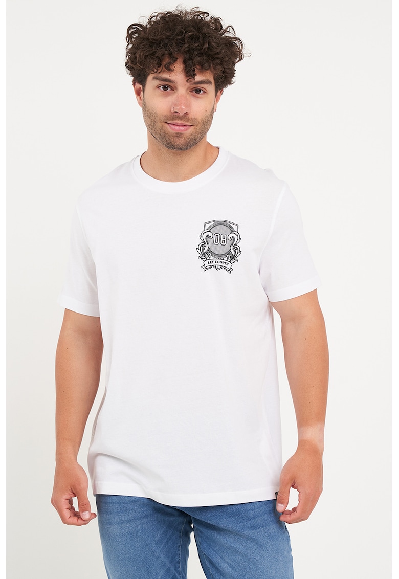 Oferte la Tricou din bumbac cu imprimeu discret - Alb