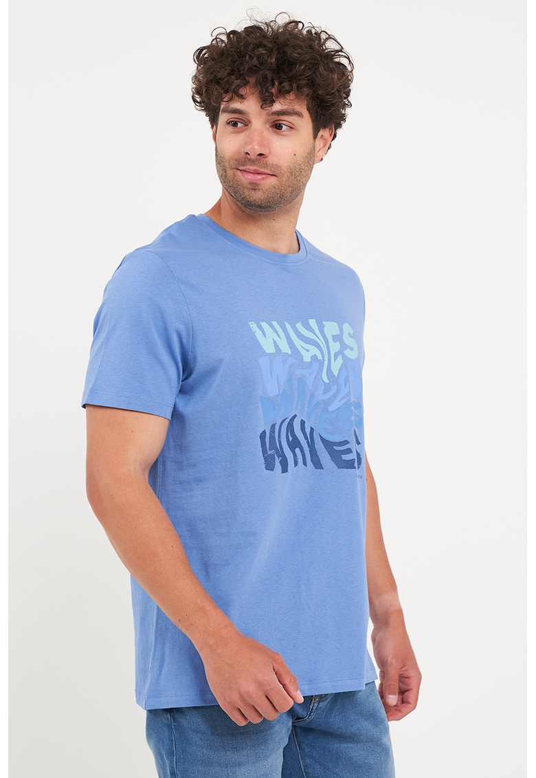 Tricou din bumbac cu text - Albastru lavanda