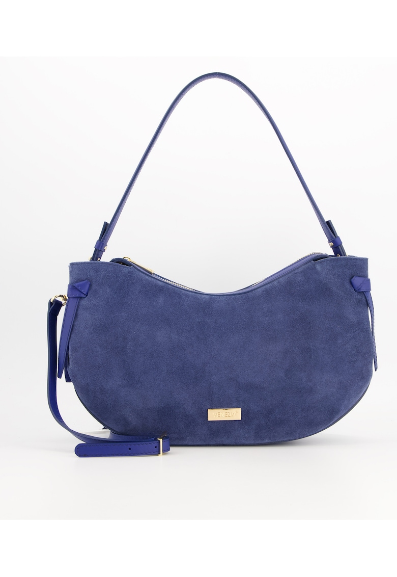 Geanta dama  model Messenger - piele intoarsa - 23x42x6 - - curea - Maro