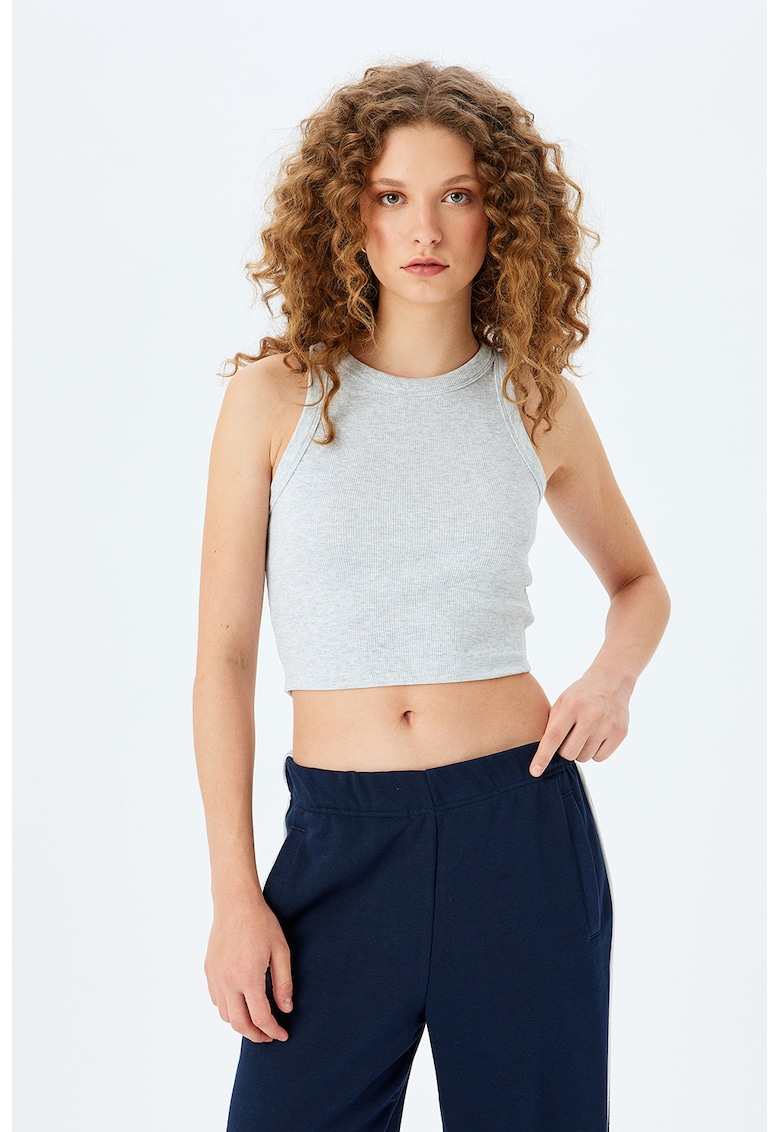 Oferte la Top crop cu aspect striat - Gri deschis melange