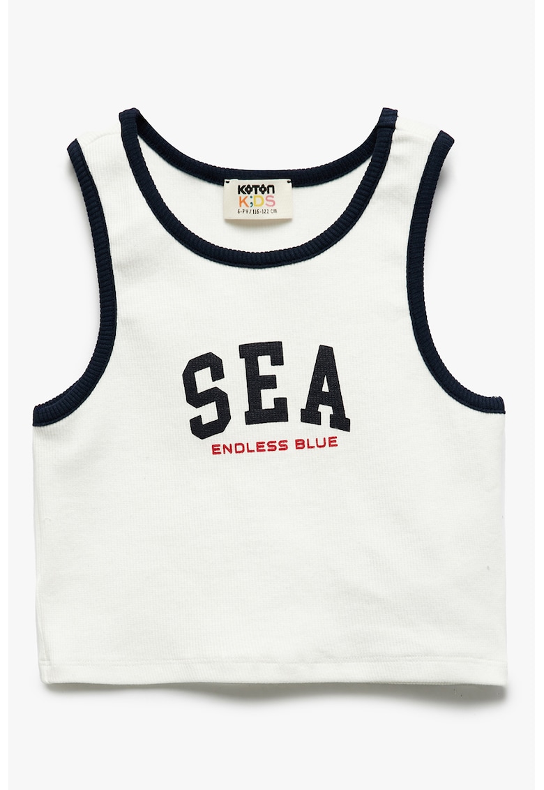 Oferte la Top crop cu imprimeu text - Alb/Negru