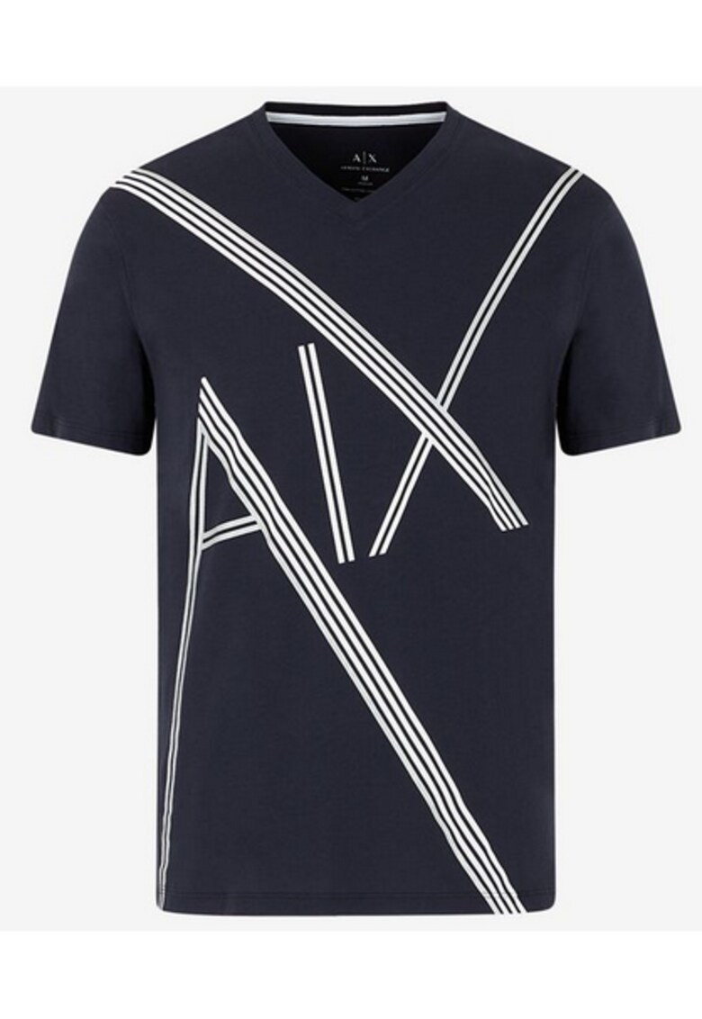 Tricou regular fit cu imprimeu logo - Bleumarin