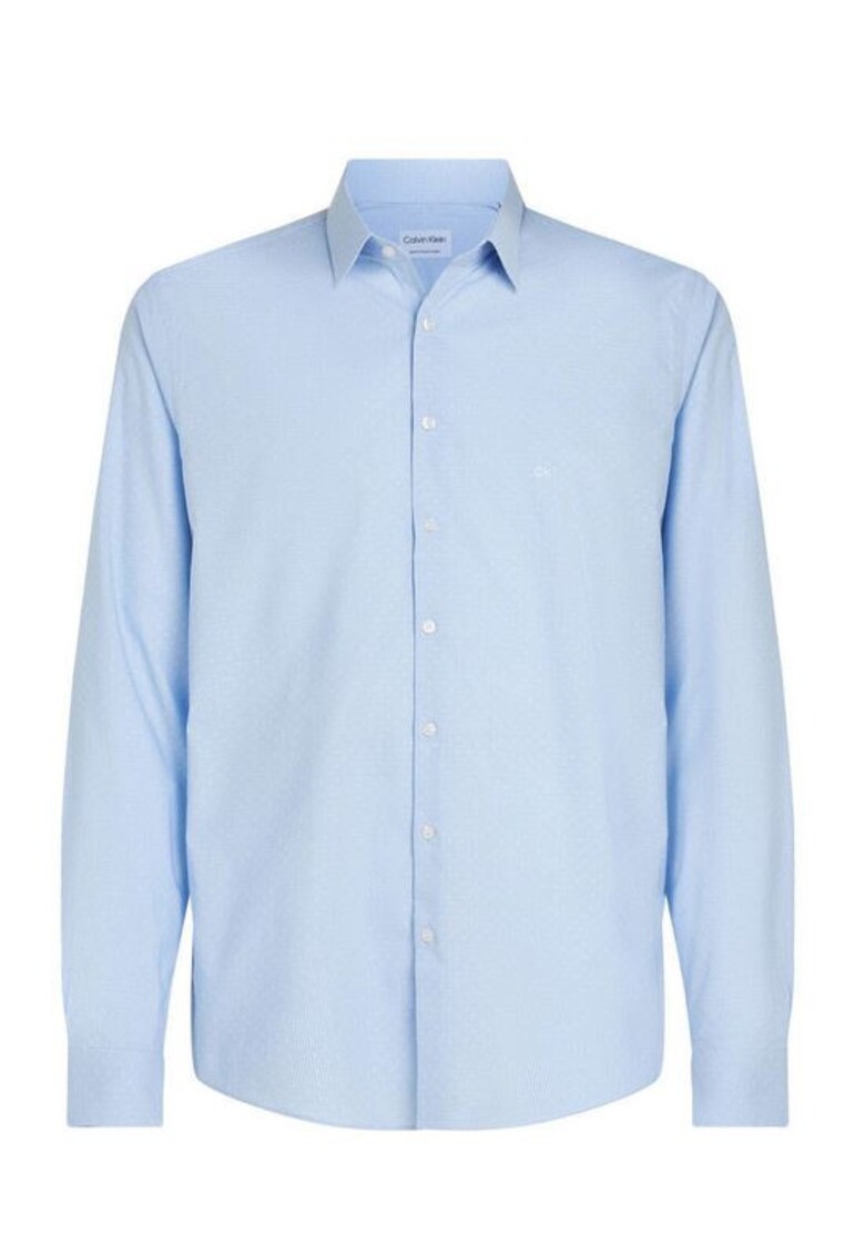 Camasa slim fit din bumbac cu guler ascutit - Albastru azur