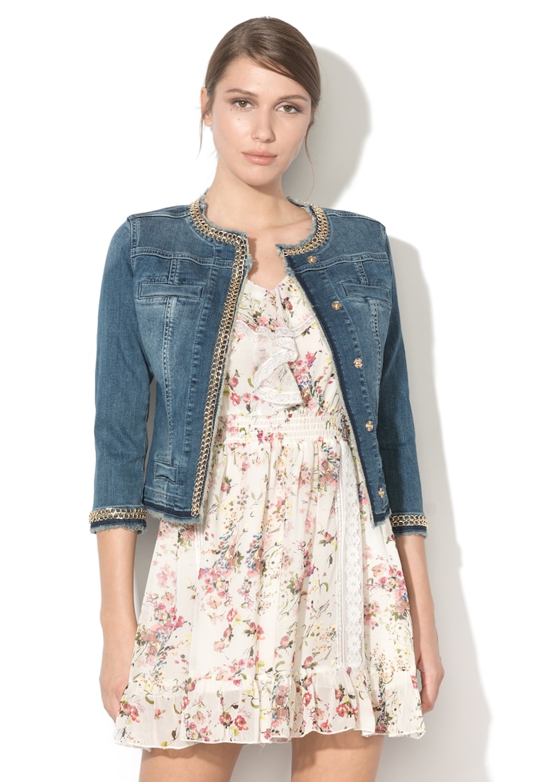 Oferte la Jacheta din denim cu aplicatii metalice din lant Kate - Albastru