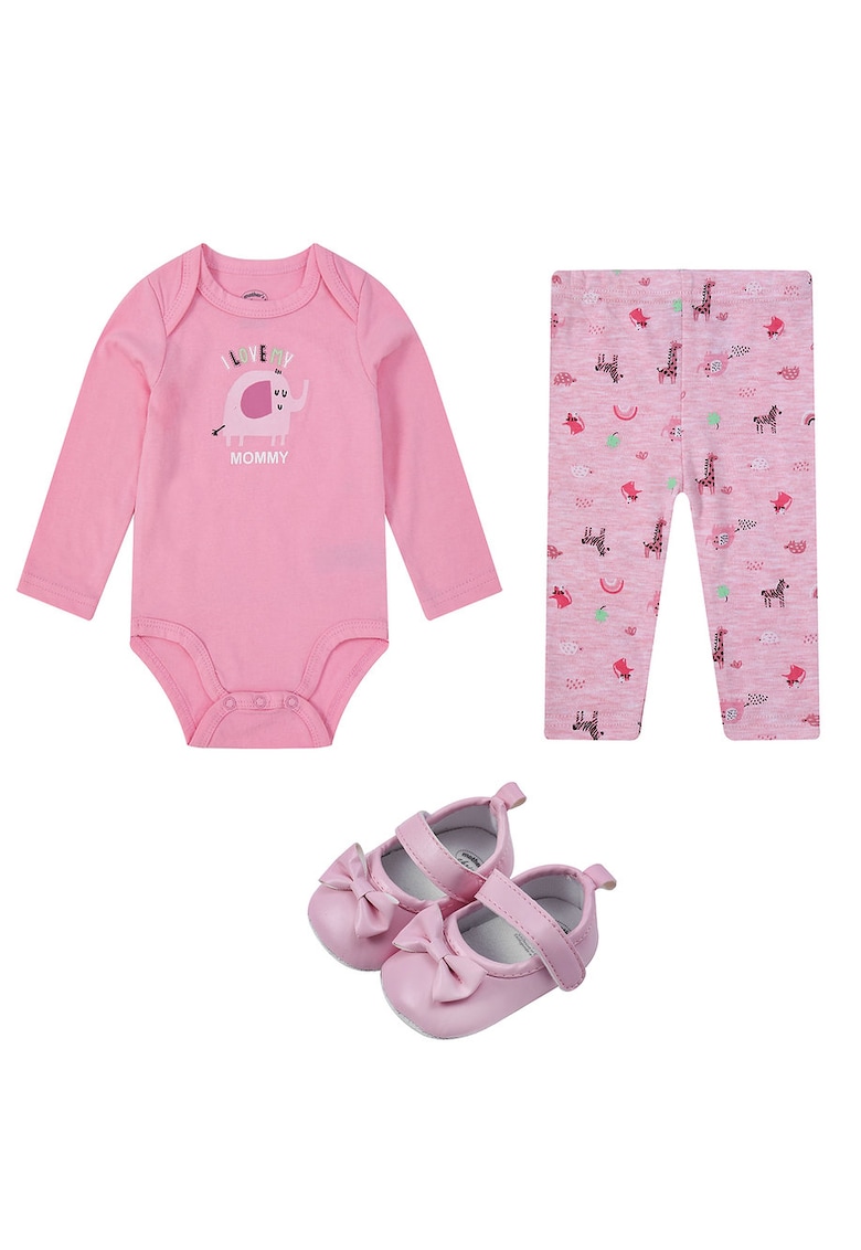 Oferte la Set 3 piese din bumbac pentru bebelusi - I lobe my mommy - roz