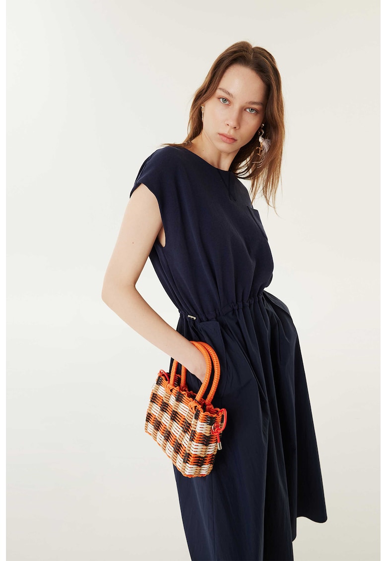 Oferte la Rochie midi cu talie elastica - Albastru ultramarin