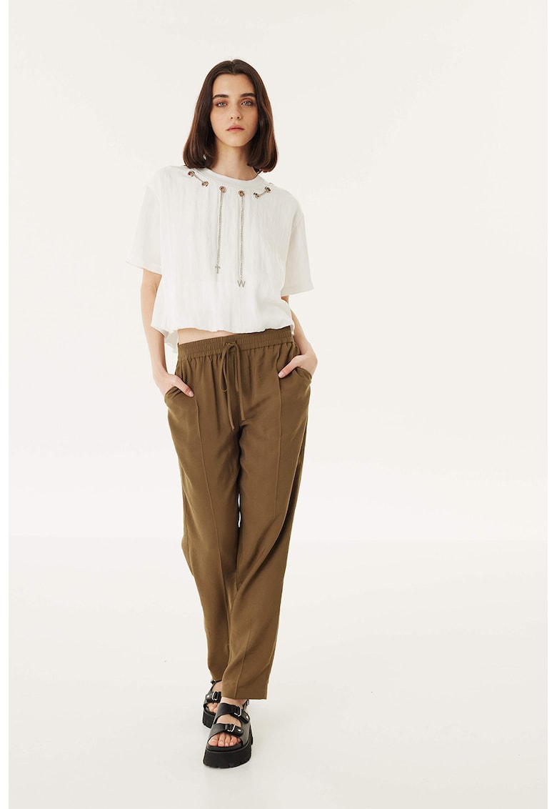 Oferte la Pantaloni jogger cu snur - Kaki inchis