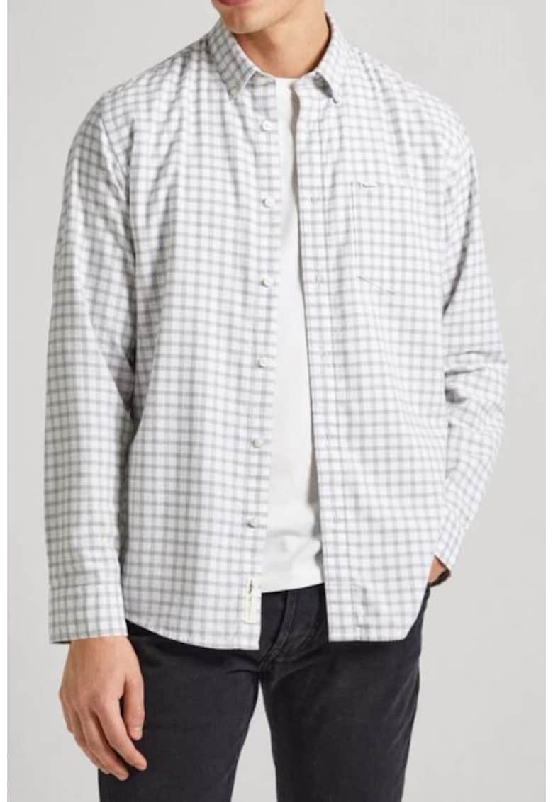 Camasa - Bumbac - Alb/Gri - Alb