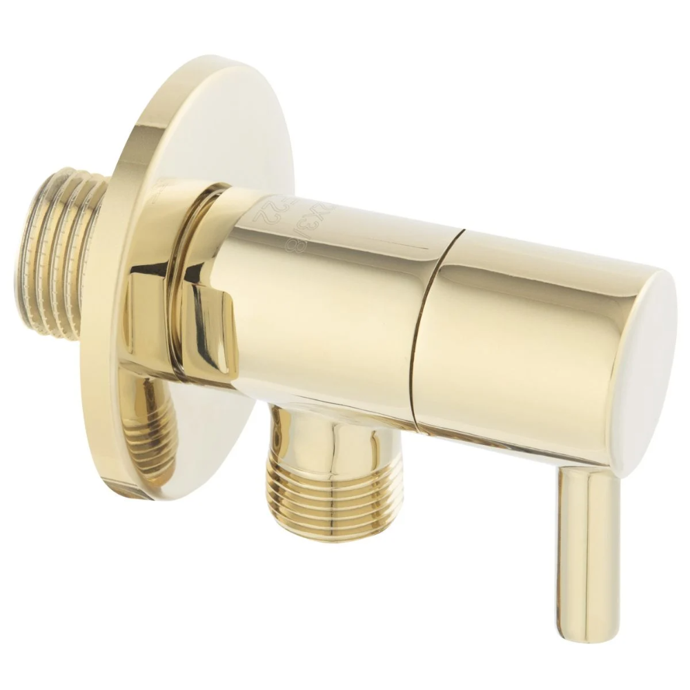Oferte la Robinet coltar Ferro Rotondo Z296-G, cartus ceramic, auriu lucios, 1/2” x 1/2”