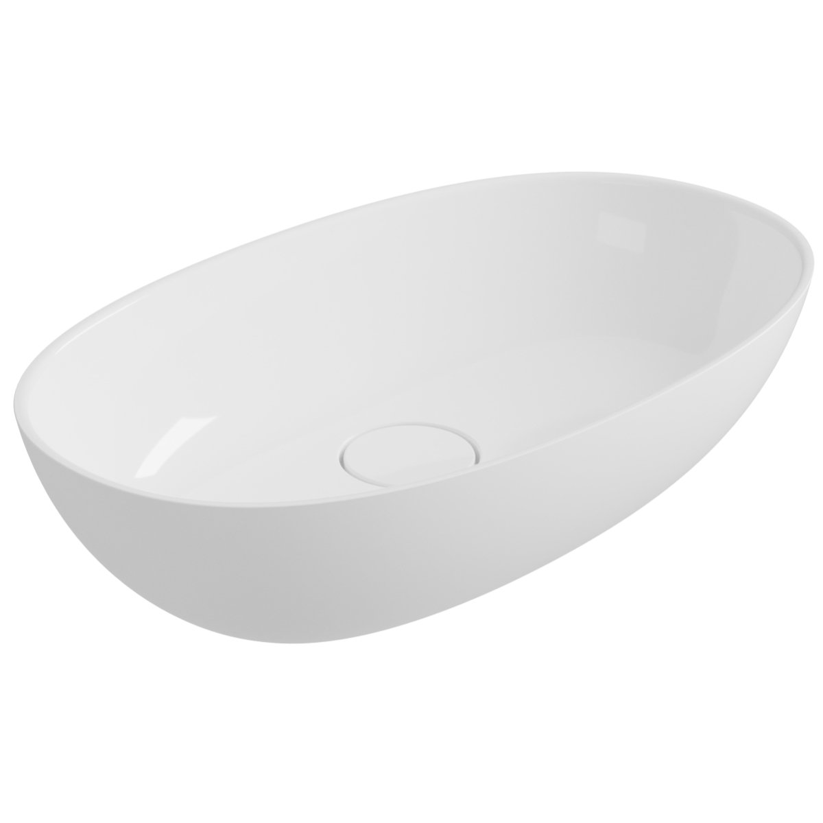 Lavoar oval Marmite WB 0539 600C, compozit mineral, antibacterian, montaj pe blat, fara preaplin, mat, alb, 600 x 360 x 160 mm