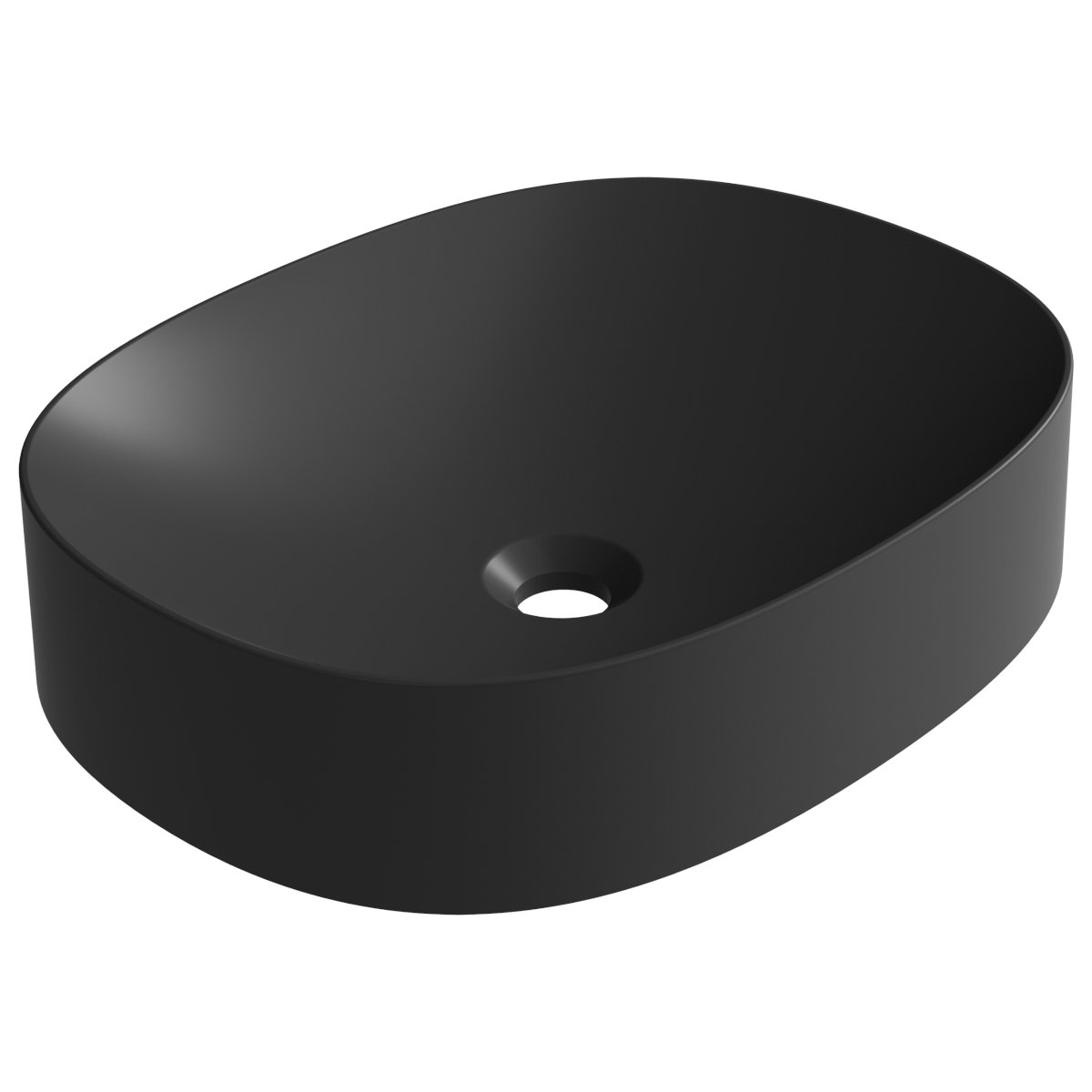 Oferte la Lavoar oval Marmite WB 480C Octavia, compozit mineral, antibacterian, fara preaplin, montaj pe blat, negru mat, 480 x 380 x 105 mm