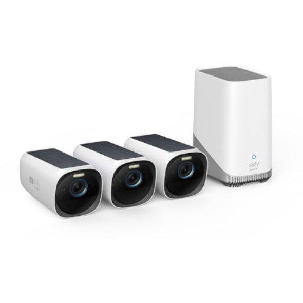 Oferte la Kit Supraveghere Video Cam 3 S330 4K Ultra HD Incarcare Solara BionicMind Nightvision Homebase 3 + 3 Camere Video