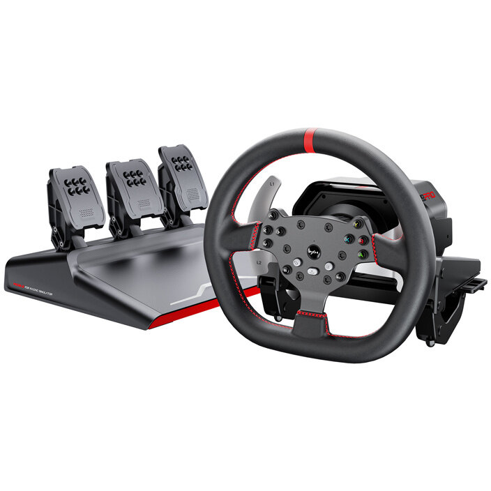 Oferte la Volan Gaming V10 Pro cu Pedale pentru PC / PS4 / Xbox One / Xbox Series X|S Negru
