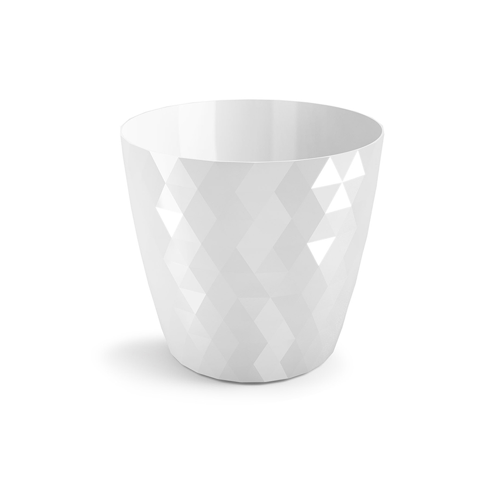 Oferte la Ghiveci Cristal, PVC, alb, diametru 16 cm, inaltime 15 cm