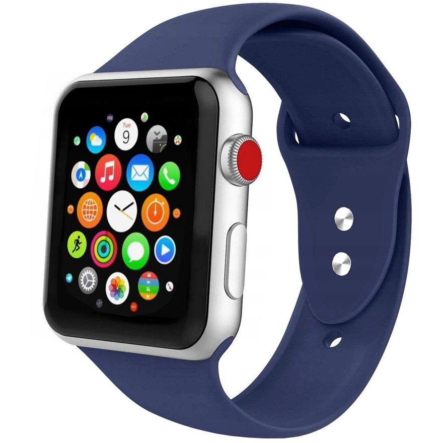 Oferte la Curea Silicon Icon V2 Compatibila cu Apple Watch 4/5/6/7/8/SE/Ultra 42/44/45/49mm Midnight Blue