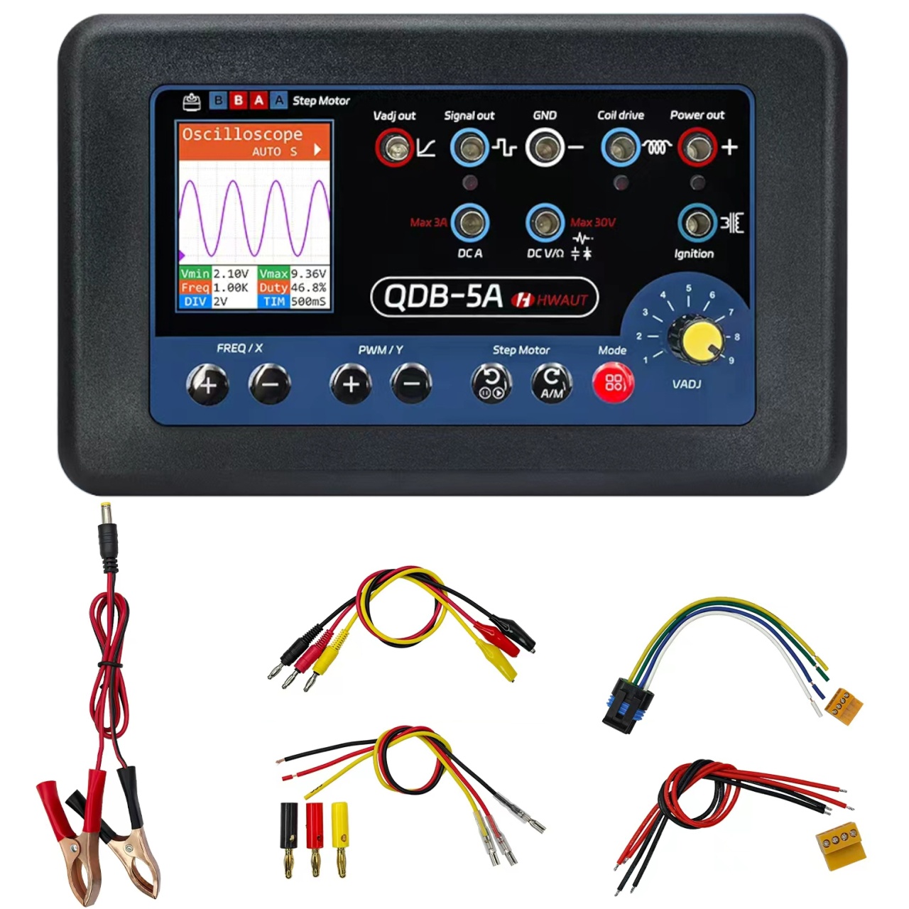 Oferte la Tester bobine inductie si actuatori auto Techstar QDB-5A cu osciloscop, multimetrul digital, generator semnal PWM si driver motoare pas cu pas