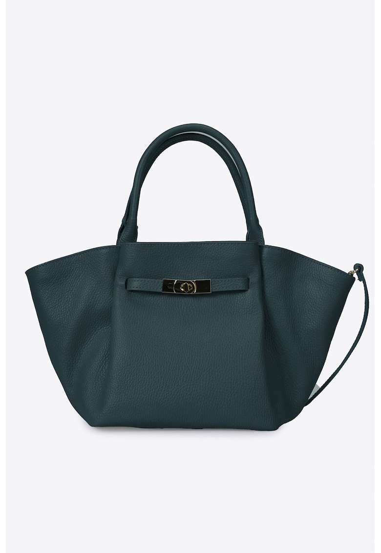 Geanta shopper din piele - Albastru petrol