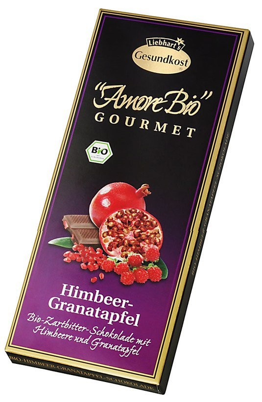 Oferte la Ciocolata amaruie cu zmeura si rodie, 55% cacao, 100g Liebhart's Amore Bio
