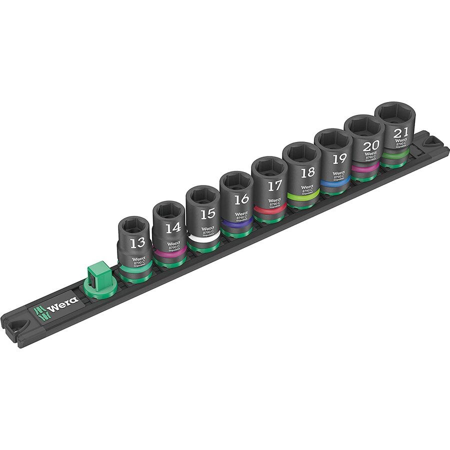 C Impaktor socket magnetic strip 1 Socket set 1/2 (black/green, 9?piece, for impact wrenches)