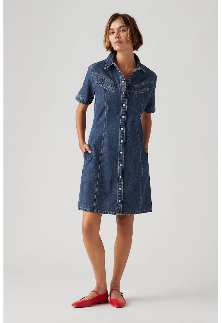 Oferte la Rochie din denim cu nasturi Rinoa - Albastru melange