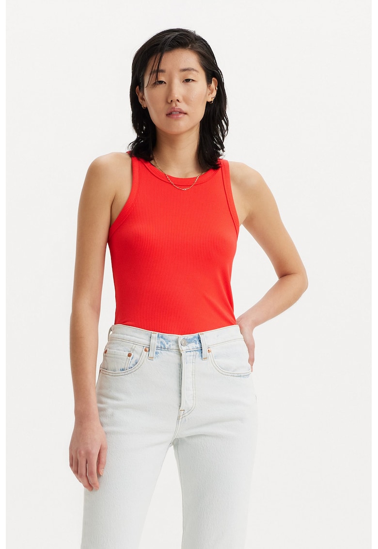 Oferte la Top slim fit striat din amestec de modal - Rosu