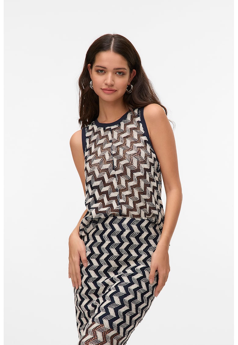 Oferte la Top din tricot cu model chevron - Alb/Bleumarin