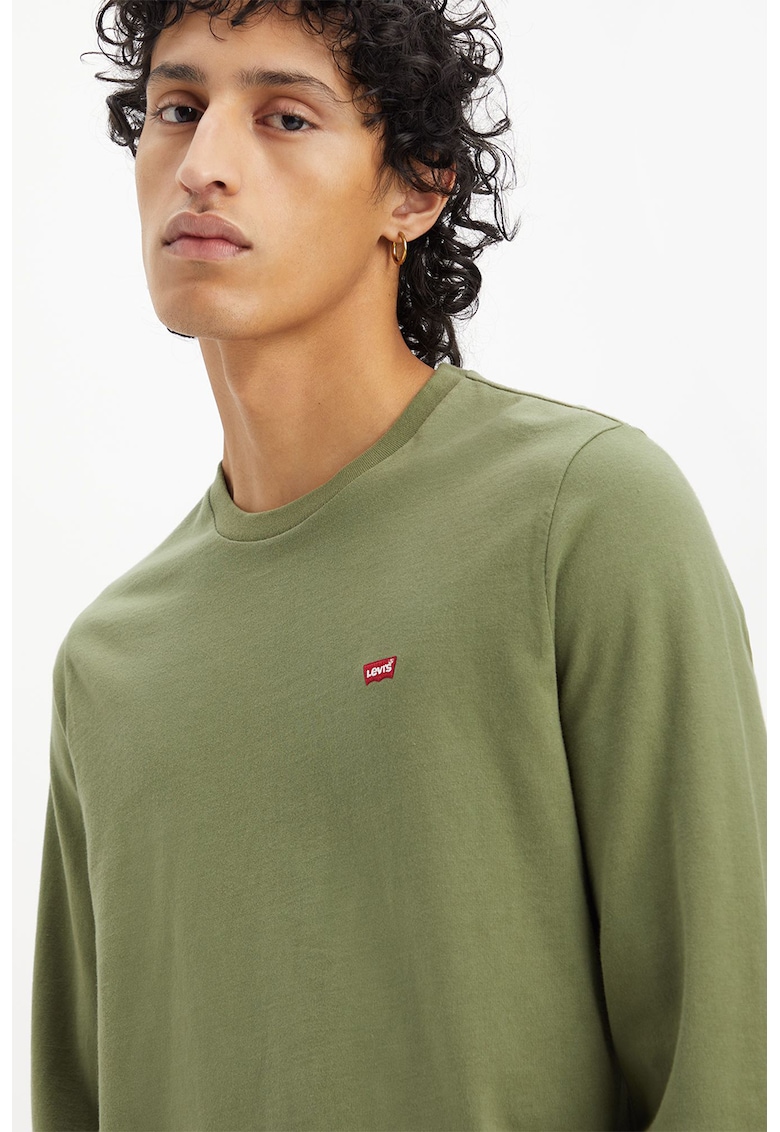 Bluza de bumbac cu logo discret - Verde aquamarin