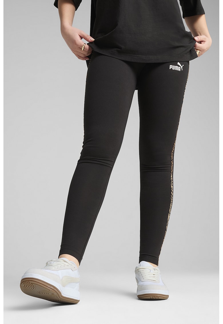 Oferte la Colanti din amestec de bumbac cu animal print - Negru/Maro