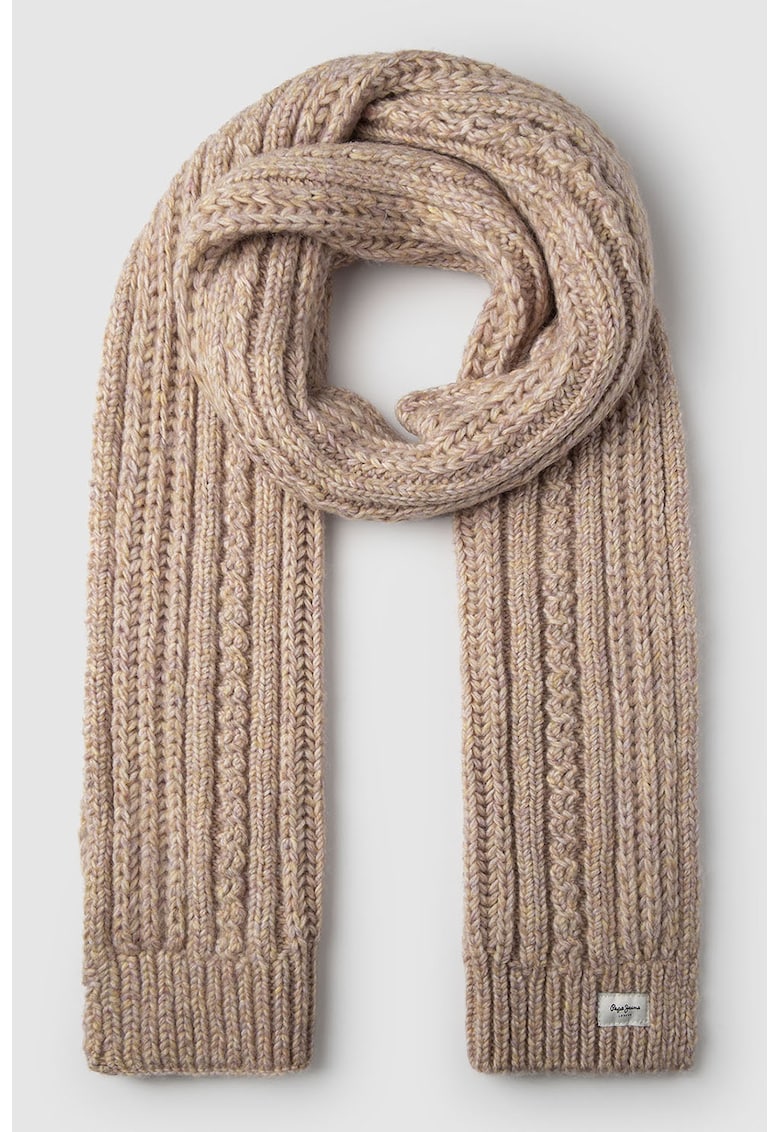 Oferte la Fular din tricot cu terminatii striate - Roz prafuit