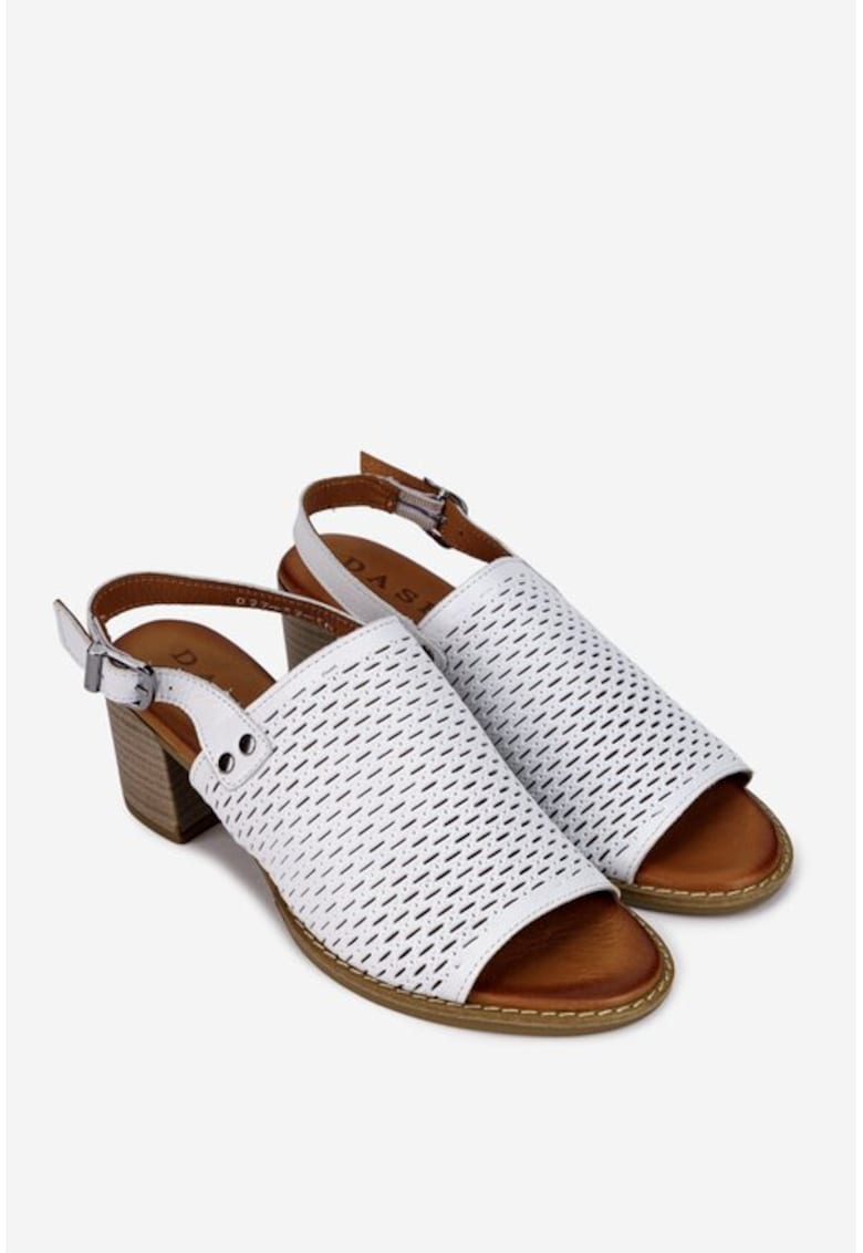 Sandale dama albe din piele perforata