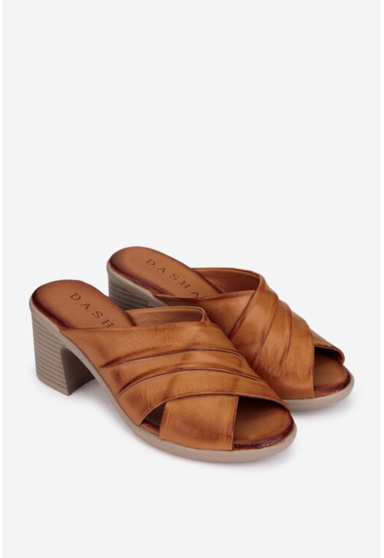 Sandale dama maro din piele naturala cu toc