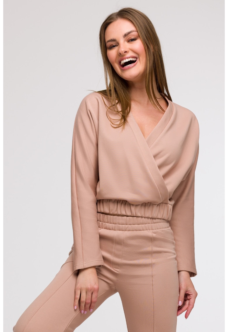 Oferte la Bluza cu decolteu petrecut -  Bej - Bej
