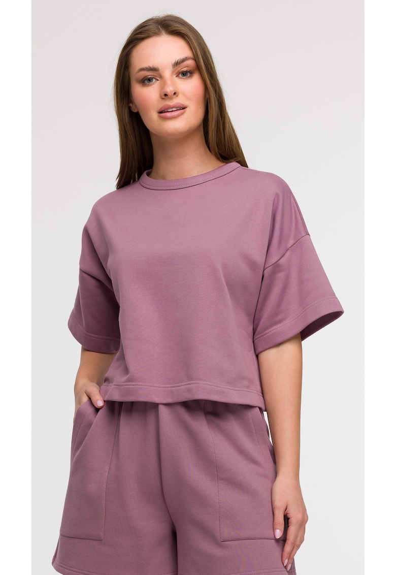Oferte la Bluza oversize cu maneci scurte -  Mov - Mov