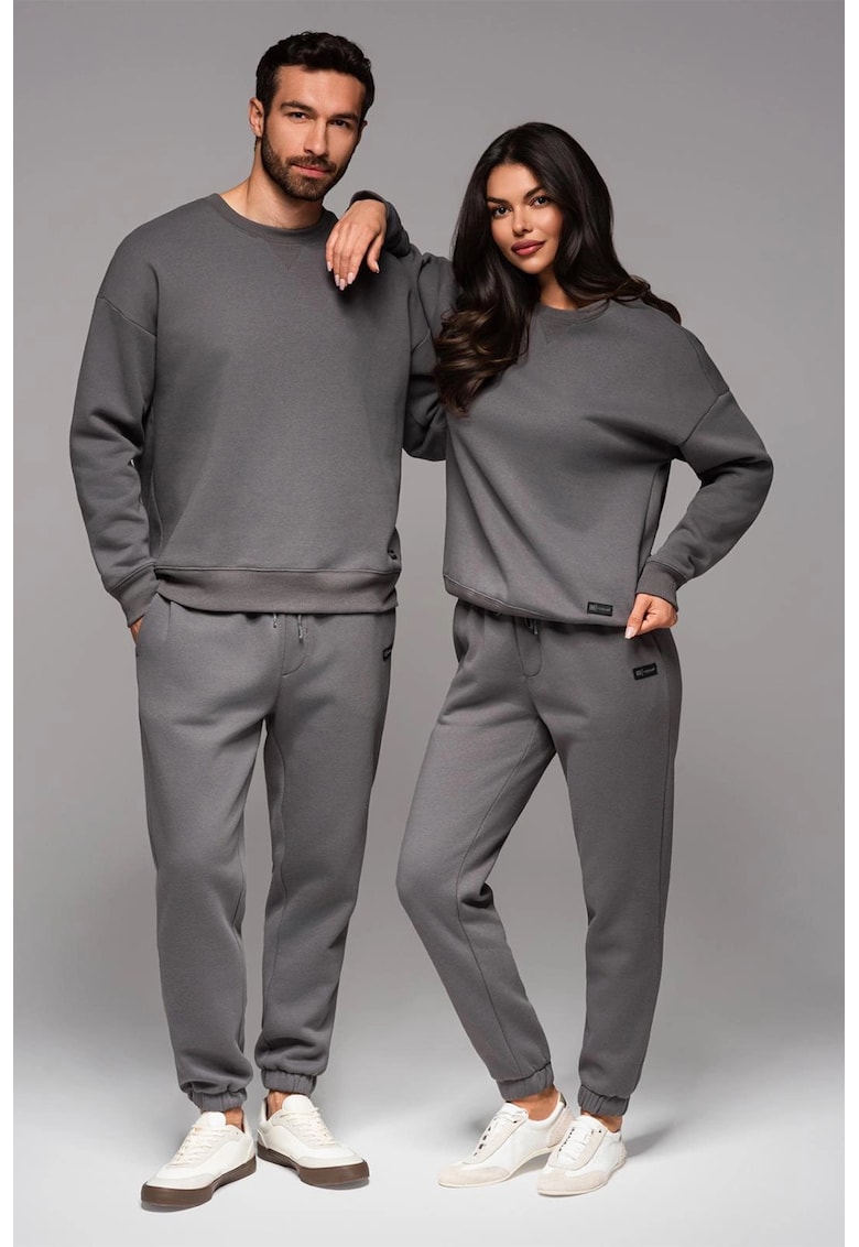 Bluza de trening unisex cu maneci cazute - Gri inchis