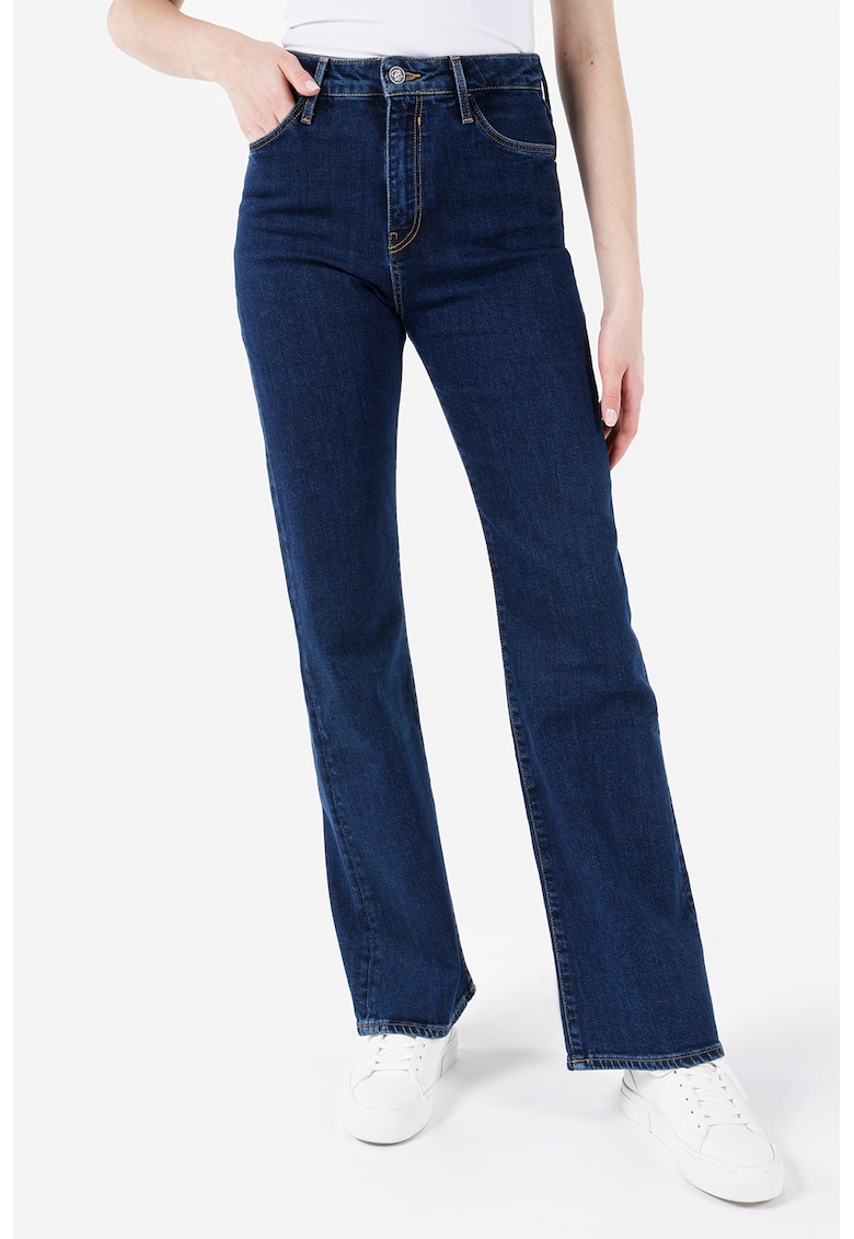 Blugi regular fit cu cusaturi contrastante - Albastru inchis