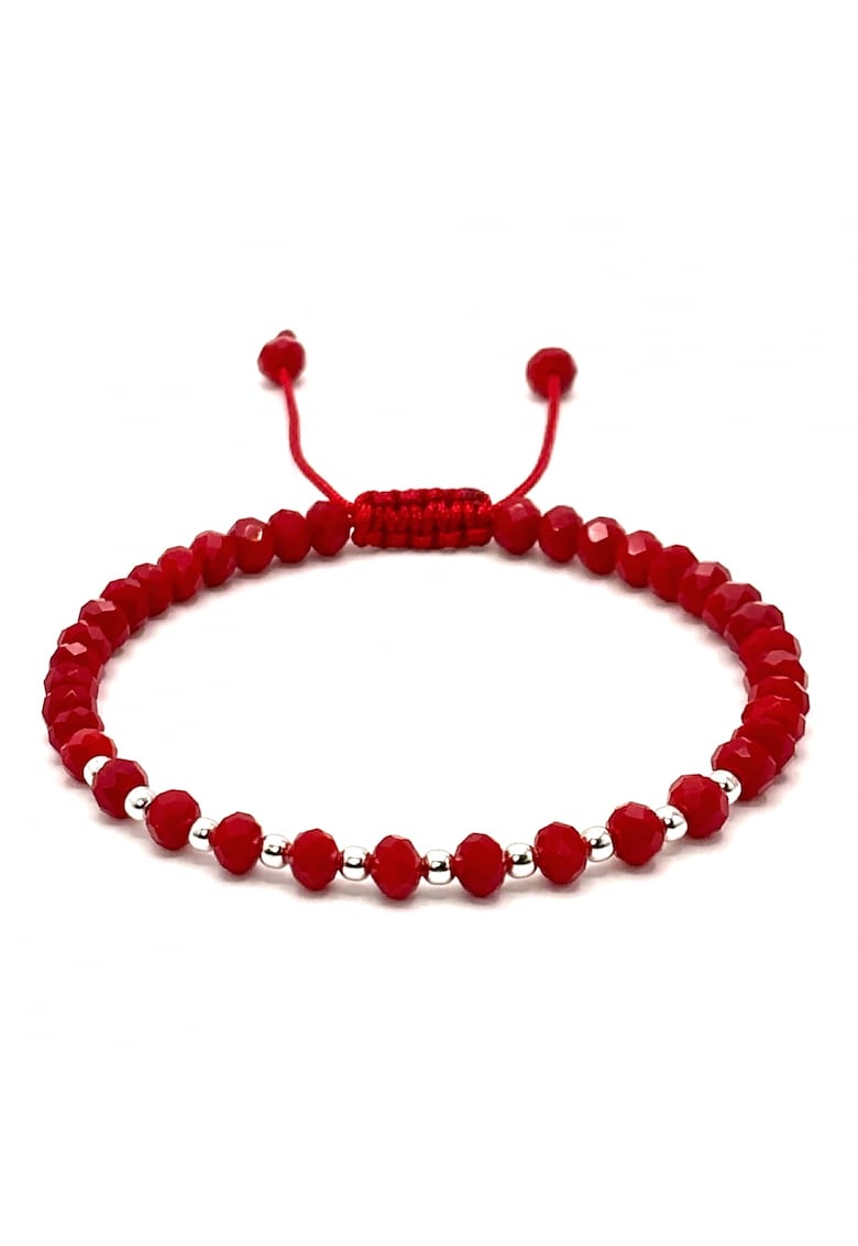 Bratara cu bile din Argint 925 si cristale Rosii - barbat