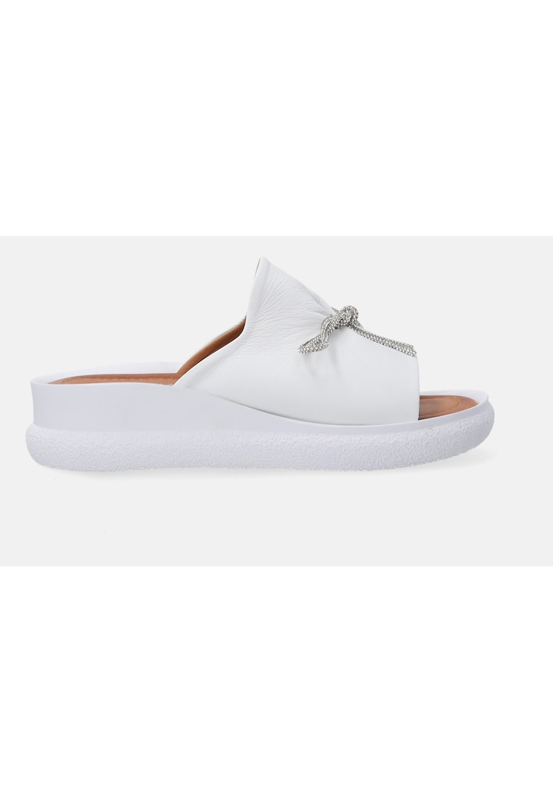 Papuci cu talpa wedge din piele naturala -