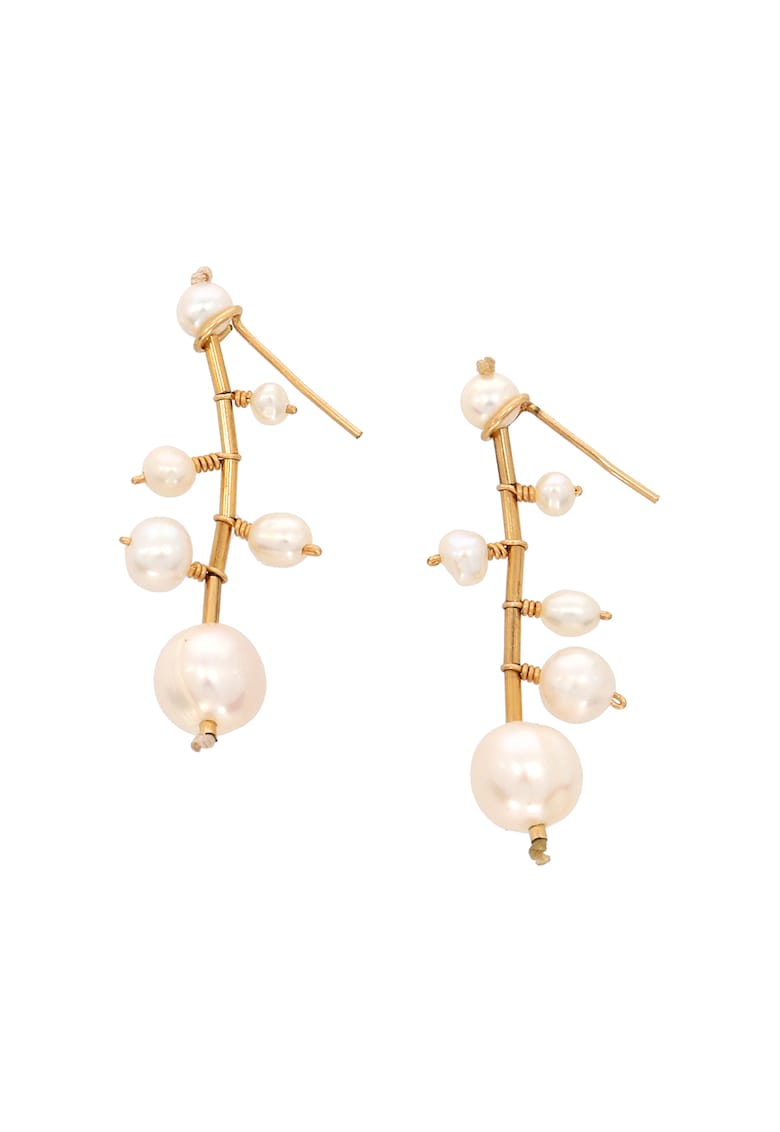 Oferte la Cercei din aur filat de 14K/20 cu perle - Alb/Auriu