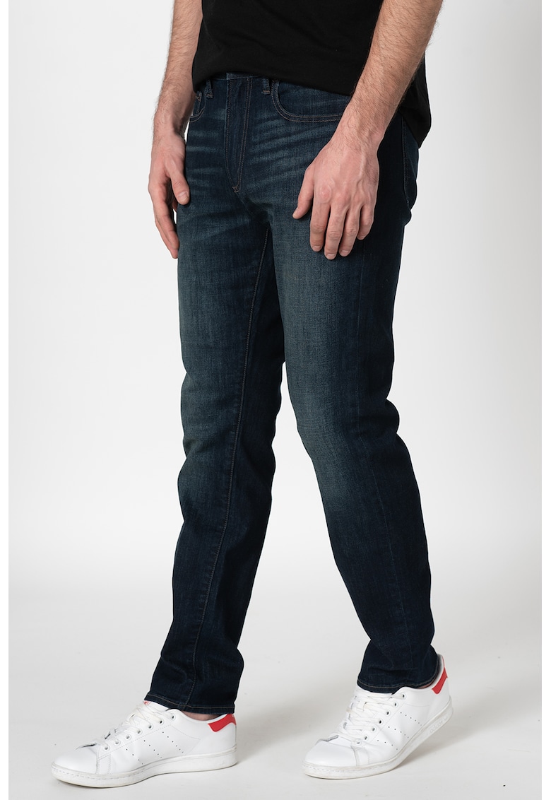 Blugi slim fit cu aspect decolorat 000495661 - Alb murdar/Bleumarin