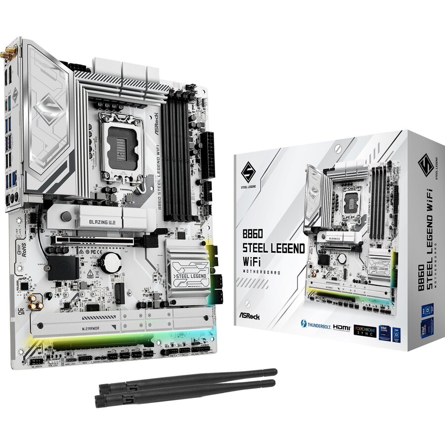 Placa de baza B860 Steel Legend WiFi - Socket 1851 - motherboard (white)