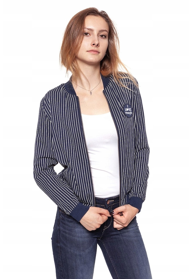 Oferte la Jacheta De Tranzitie -  Stripes Bomber - Croiala Regulara - Fermoar - 100% Vascoza - 1 Buzunar Pe Piept - XS - Alb - 1 Bucata