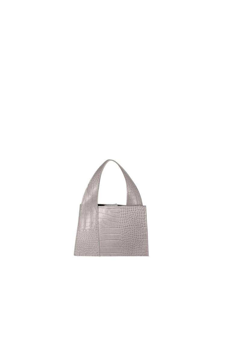 Oferte la Geanta de piele cu maner si model piele de reptila - Grey